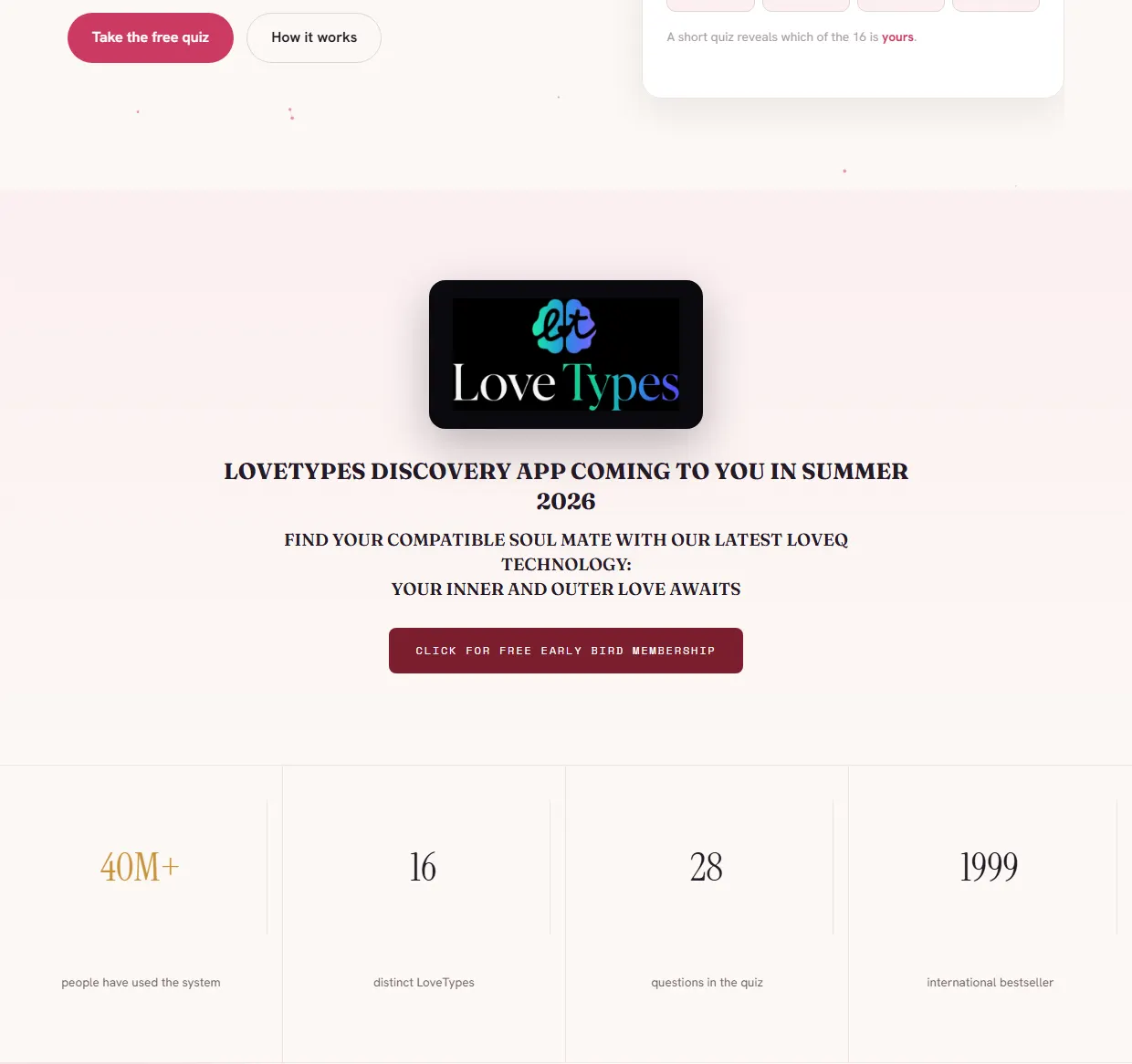 LoveTypes design, part 2 of the page