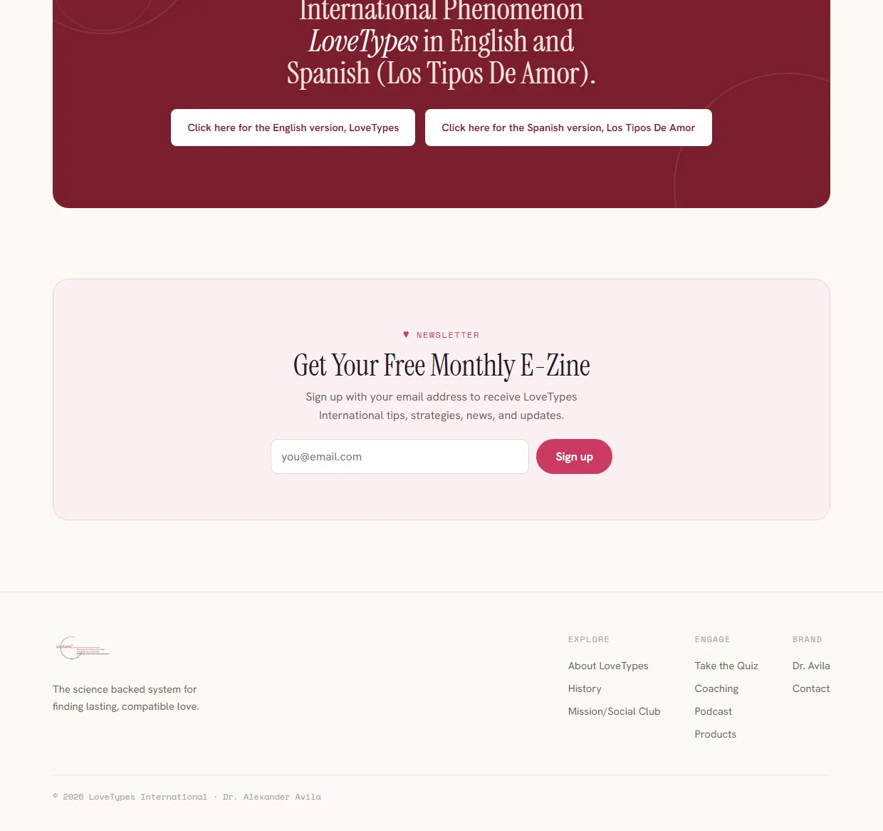 LoveTypes design, part 5 of the page